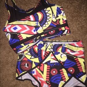 Women's XL Colorful Print 2pc Bathing Suit